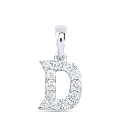 10k White Gold 0.19CTW Natural Diamond Initial "D" Charm 0.4g Alphabet Pendant - Elite Jewelers - Charms & Pendants