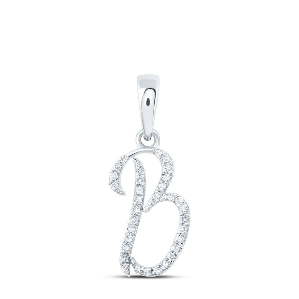 10k White Gold 0.1CTW Natural Diamond Initial "B" Charm 0.66g Alphabet Pendant - Elite Jewelers - Charms & Pendants