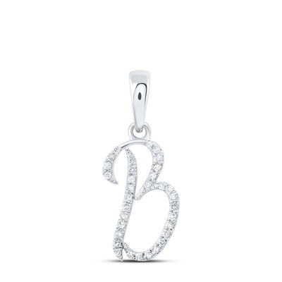 10k White Gold 0.1CTW Natural Diamond Initial "B" Charm 0.66g Alphabet Pendant - Elite Jewelers - Charms & Pendants