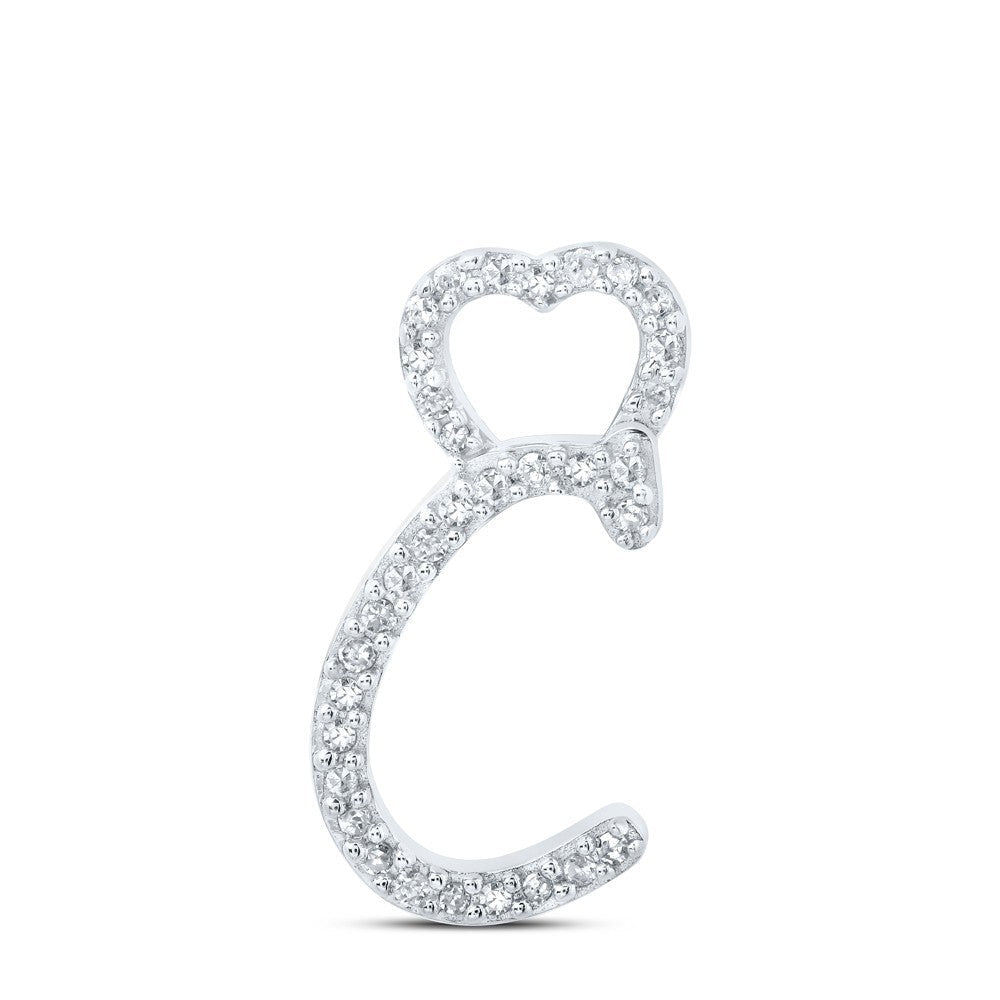 10k White Gold 0.1CTW Natural Diamond Initial "C" Charm 0.87g Alphabet Pendant - Elite Jewelers - Charms & Pendants