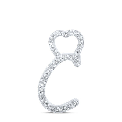 10k White Gold 0.1CTW Natural Diamond Initial "C" Charm 0.87g Alphabet Pendant - Elite Jewelers - Charms & Pendants