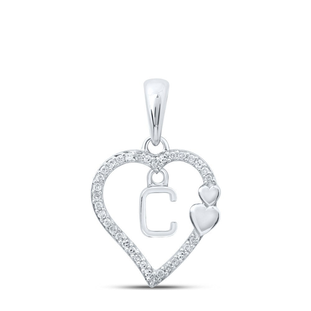 10k White Gold 0.1CTW Natural Diamond Initial "C" Charm 1.21g Alphabet Pendant - Elite Jewelers - Charms & Pendants