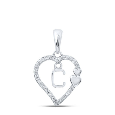 10k White Gold 0.1CTW Natural Diamond Initial "C" Charm 1.21g Alphabet Pendant - Elite Jewelers - Charms & Pendants