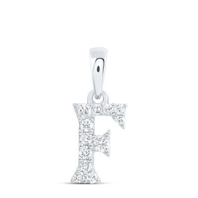 10k White Gold 0.1CTW Natural Diamond Initial "F" Charm 0.36g Alphabet Pendant - Elite Jewelers - Charms & Pendants