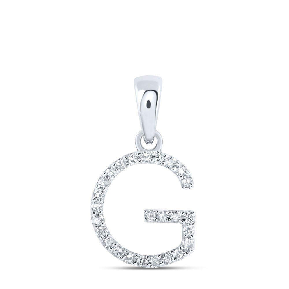 10k White Gold 0.1CTW Natural Diamond Initial "G" Charm 0.6g Alphabet Pendant - Elite Jewelers - Charms & Pendants
