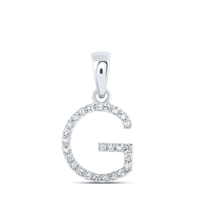 10k White Gold 0.1CTW Natural Diamond Initial "G" Charm 0.6g Alphabet Pendant - Elite Jewelers - Charms & Pendants