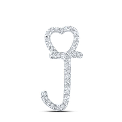 10k White Gold 0.1CTW Natural Diamond Initial "J" Charm 0.81g Alphabet Pendant - Elite Jewelers - Charms & Pendants