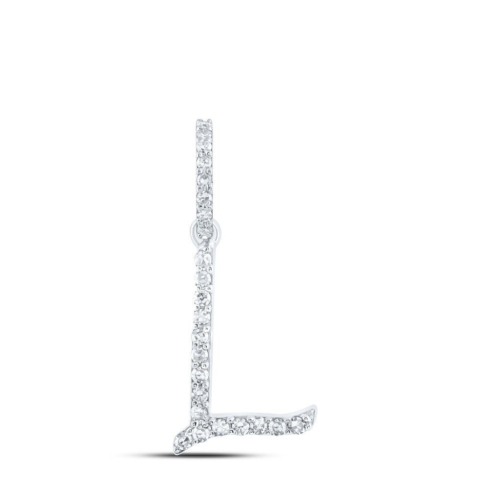 10k White Gold 0.1CTW Natural Diamond Initial "L" Charm 0.42g Alphabet Pendant - Elite Jewelers - Charms & Pendants