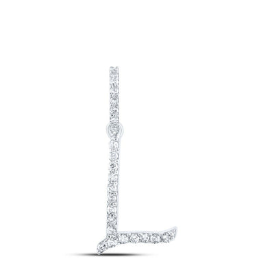 10k White Gold 0.1CTW Natural Diamond Initial "L" Charm 0.42g Alphabet Pendant - Elite Jewelers - Charms & Pendants