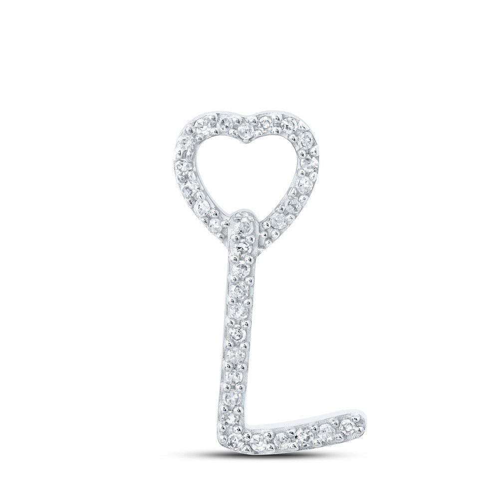 10k White Gold 0.1CTW Natural Diamond Initial "L" Charm 0.74g Alphabet Pendant - Elite Jewelers - Charms & Pendants