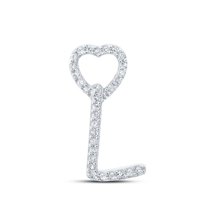 10k White Gold 0.1CTW Natural Diamond Initial "L" Charm 0.74g Alphabet Pendant - Elite Jewelers - Charms & Pendants
