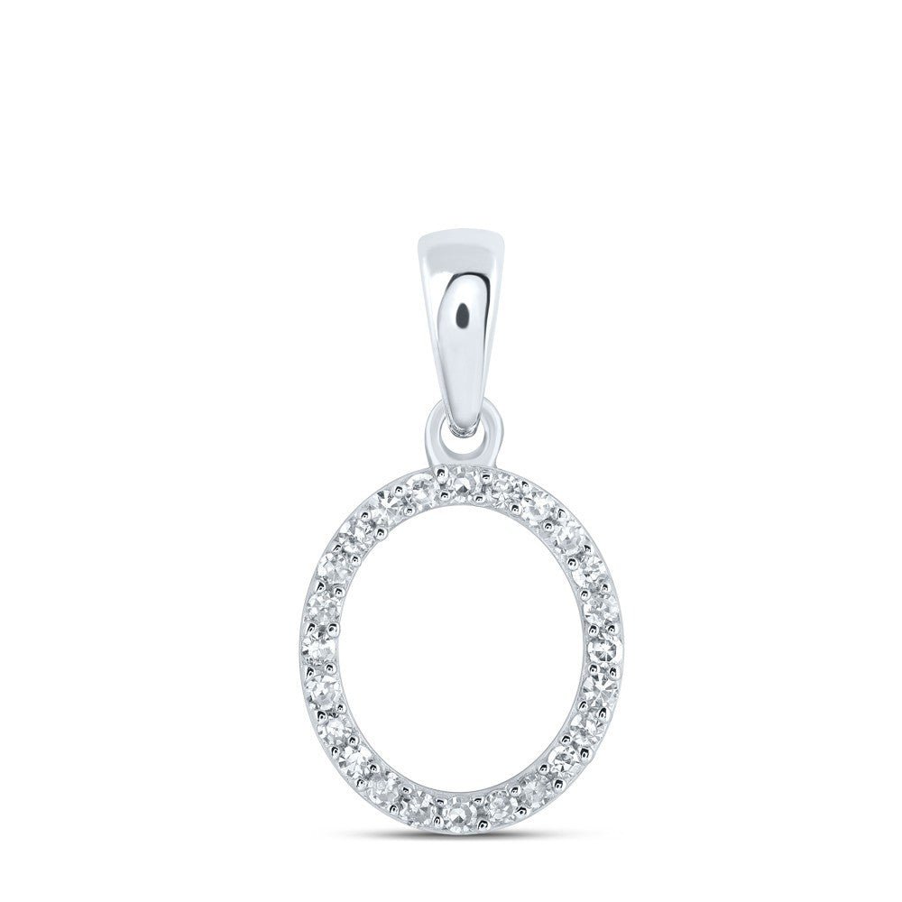 10k White Gold 0.1CTW Natural Diamond Initial "O" Charm 0.58g Alphabet Pendant - Elite Jewelers - Charms & Pendants