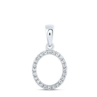10k White Gold 0.1CTW Natural Diamond Initial "O" Charm 0.58g Alphabet Pendant - Elite Jewelers - Charms & Pendants