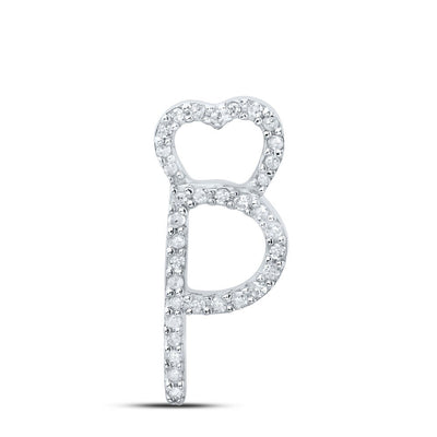 10k White Gold 0.1CTW Natural Diamond Initial "P" Charm 0.68g Alphabet Pendant - Elite Jewelers - Charms & Pendants