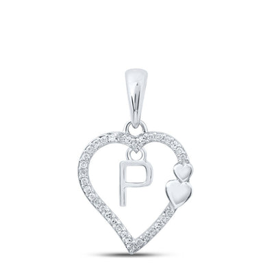 10k White Gold 0.1CTW Natural Diamond Initial "P" Charm 1.19g Alphabet Pendant - Elite Jewelers - Charms & Pendants