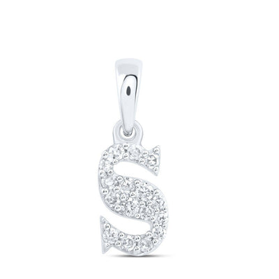 10k White Gold 0.1CTW Natural Diamond Initial "S" Charm 0.39g Alphabet Pendant - Elite Jewelers - Charms & Pendants