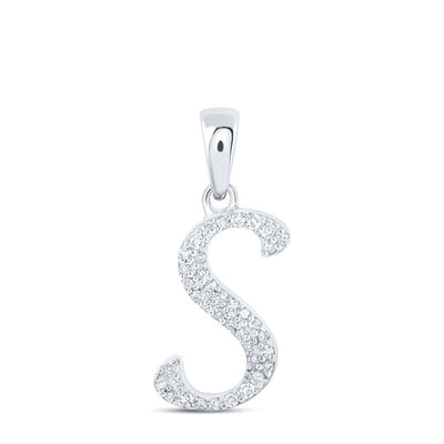 10k White Gold 0.1CTW Natural Diamond Initial "S" Charm 0.71g Alphabet Pendant - Elite Jewelers - Charms & Pendants