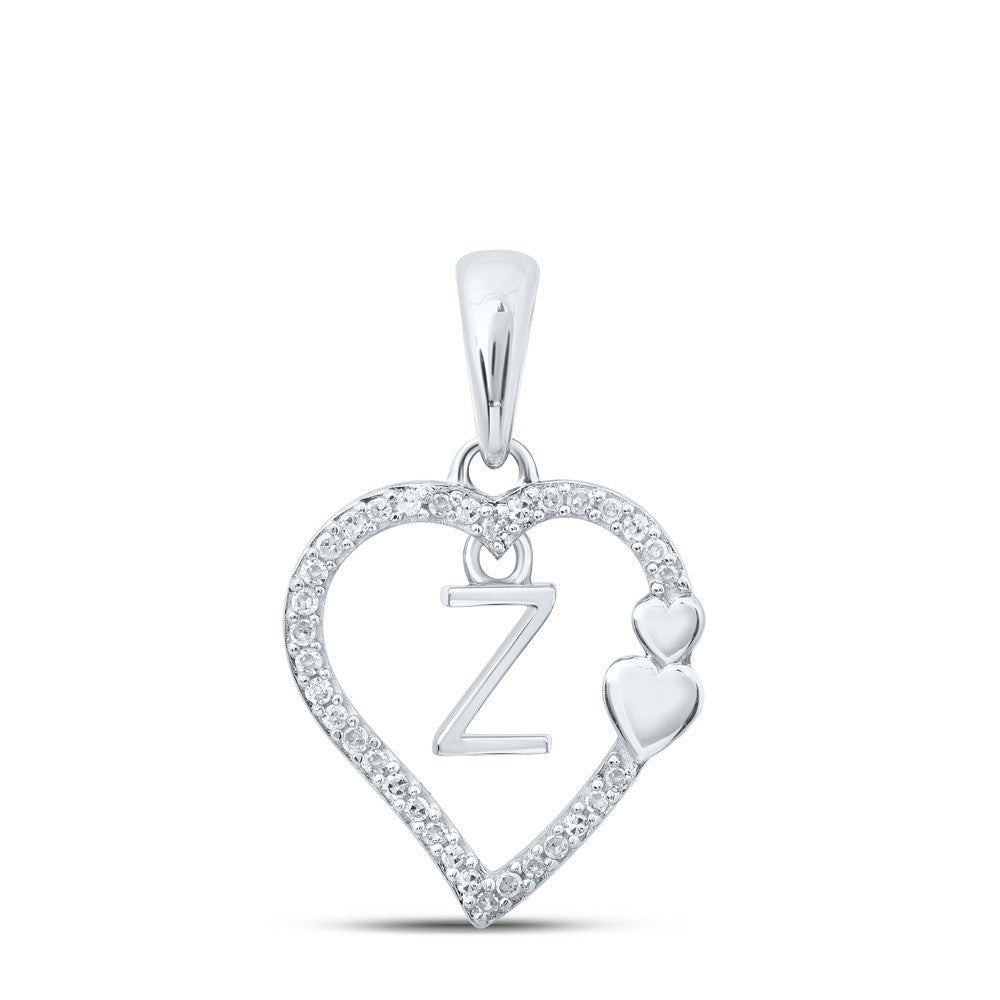 10k White Gold 0.1CTW Natural Diamond Initial "Z" Charm 1.17g Alphabet Pendant - Elite Jewelers - Charms & Pendants