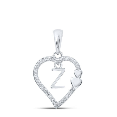 10k White Gold 0.1CTW Natural Diamond Initial "Z" Charm 1.17g Alphabet Pendant - Elite Jewelers - Charms & Pendants