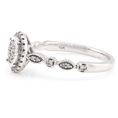 10K White Gold 0.20CT Natural Dimaond Oval Shape Women Band Ring - Elite Jewelers - Rings