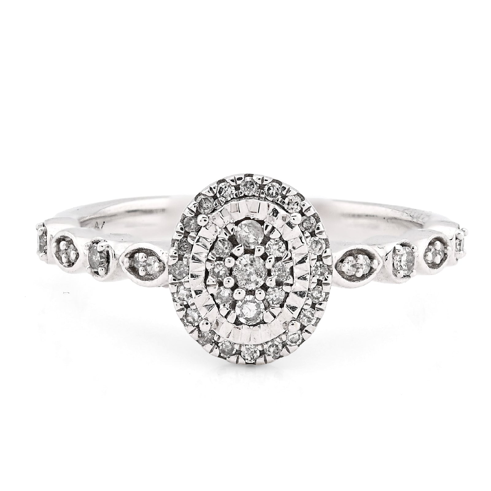 10K White Gold 0.20CT Natural Dimaond Oval Shape Women Band Ring - Elite Jewelers - Rings