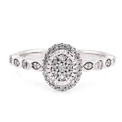 10K White Gold 0.20CT Natural Dimaond Oval Shape Women Band Ring - Elite Jewelers - Rings