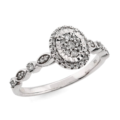 10K White Gold 0.20CT Natural Dimaond Oval Shape Women Band Ring - Elite Jewelers - Rings