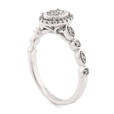 10K White Gold 0.20CT Natural Dimaond Oval Shape Women Band Ring - Elite Jewelers - Rings