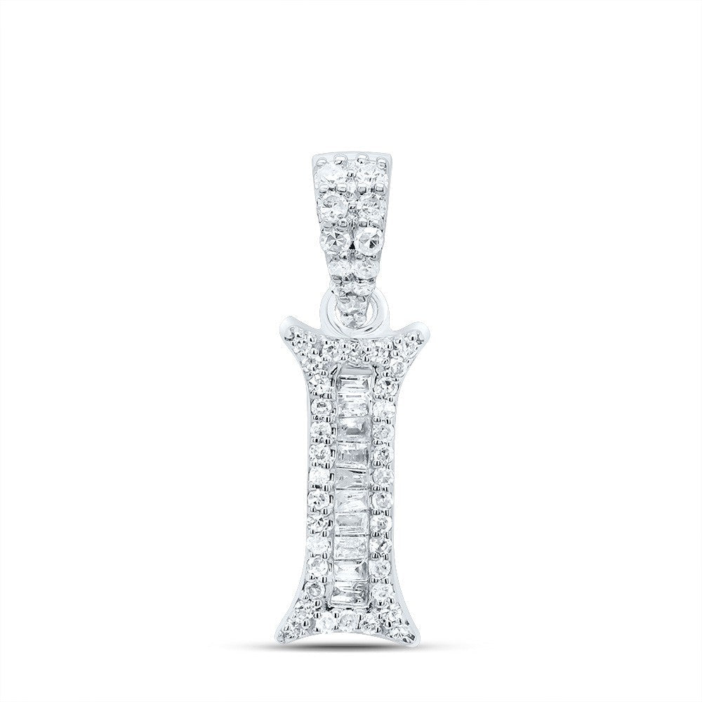 10k White Gold 0.21CTW Natural Diamond Initial "I" Charm 0.98g Alphabet Pendant - Elite Jewelers - Charms & Pendants