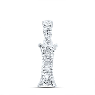 10k White Gold 0.21CTW Natural Diamond Initial "I" Charm 0.98g Alphabet Pendant - Elite Jewelers - Charms & Pendants