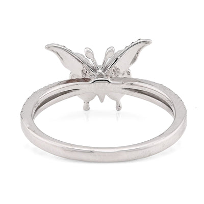 10K White Gold 0.22CT Natural Diamond Butterfly two band Women Ring - Elite Jewelers - Rings