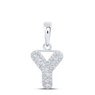 10k White Gold 0.22CTW Natural Diamond Initial "Y" Charm 1.52g Alphabet Pendant - Elite Jewelers - Charms & Pendants