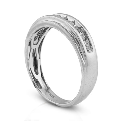 10K White Gold 0.26CT Natural Diamond Single Row Men Band - Elite Jewelers - Rings