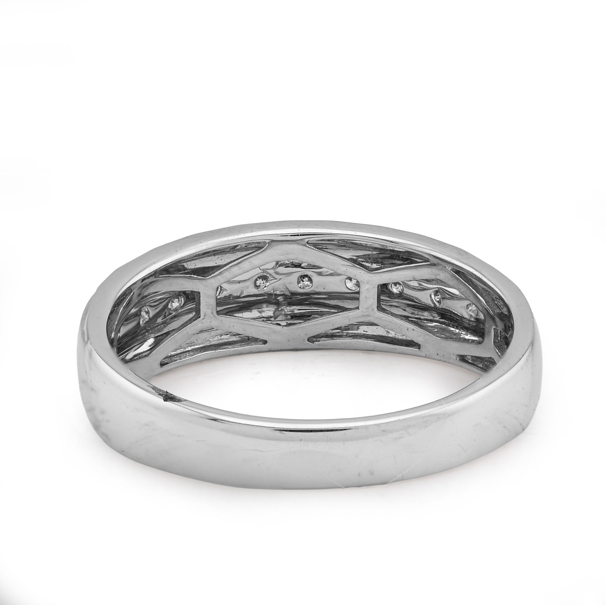 10K White Gold 0.26CT Natural Diamond Single Row Men Band - Elite Jewelers - Rings