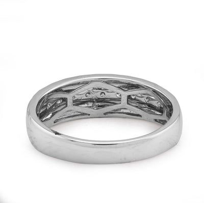10K White Gold 0.26CT Natural Diamond Single Row Men Band - Elite Jewelers - Rings