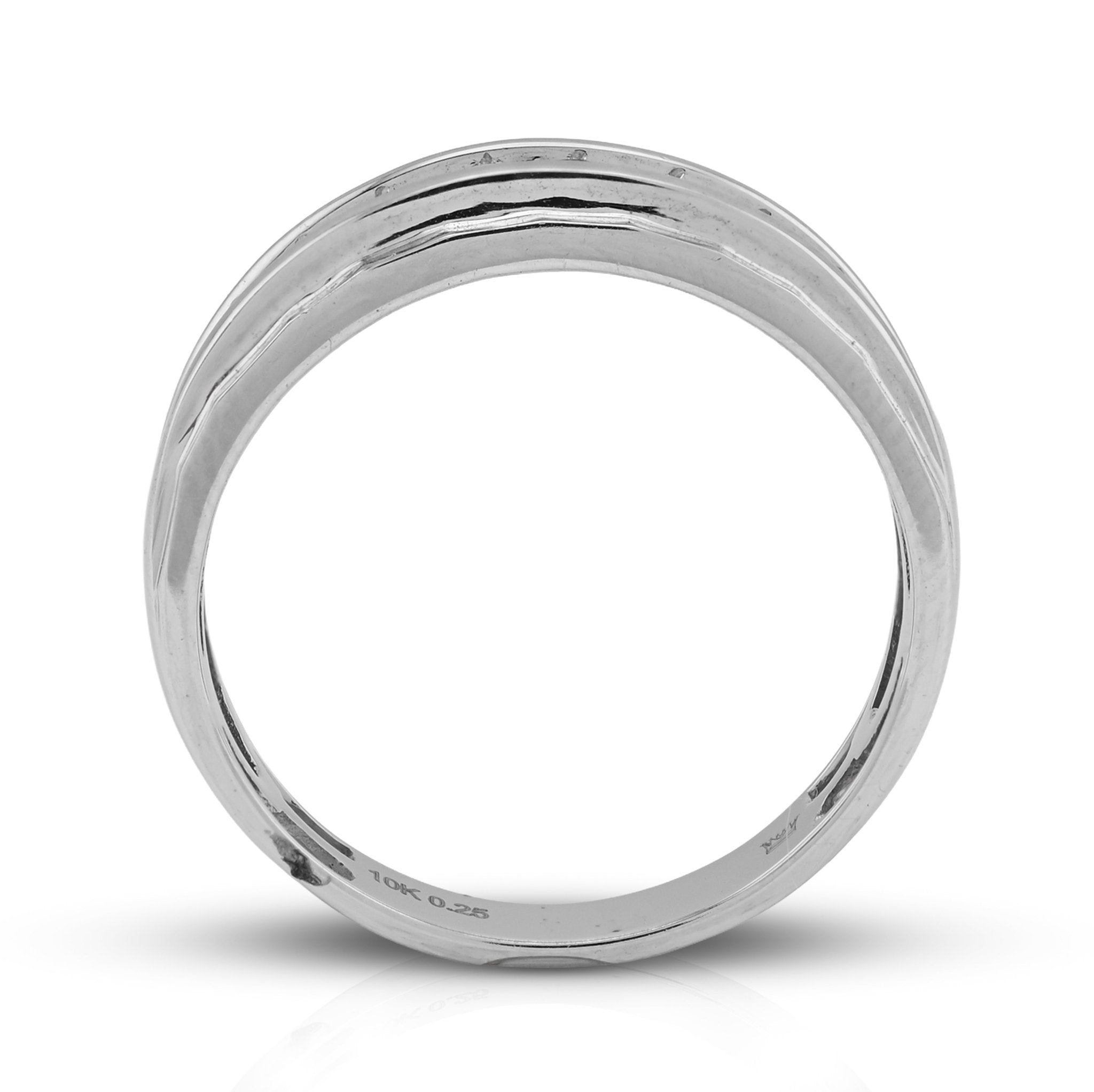 10K White Gold 0.26CT Natural Diamond Single Row Men Band - Elite Jewelers - Rings