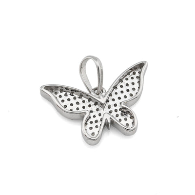 10k White Gold 0.26CTW Natural Diamond Butterfly Pendant 1.4g Womens Charm - Elite Jewelers - Charms & Pendants