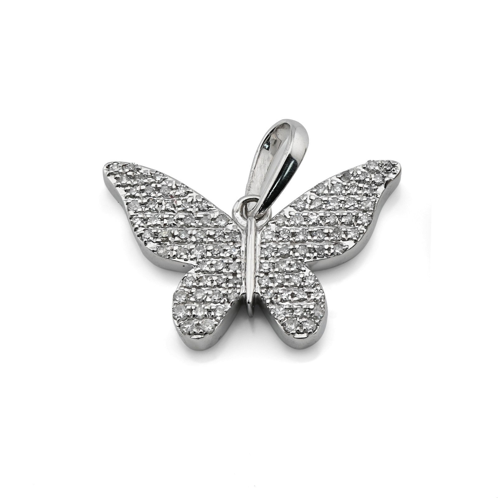 10k White Gold 0.26CTW Natural Diamond Butterfly Pendant 1.4g Womens Charm - Elite Jewelers - Charms & Pendants