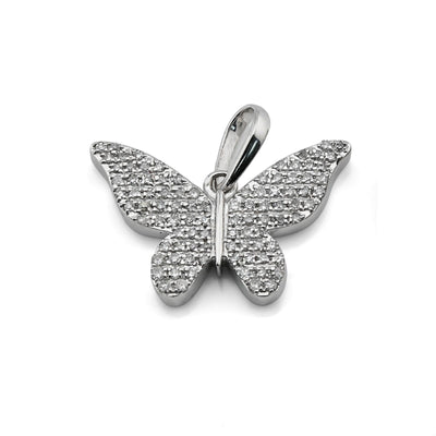 10k White Gold 0.26CTW Natural Diamond Butterfly Pendant 1.4g Womens Charm - Elite Jewelers - Charms & Pendants