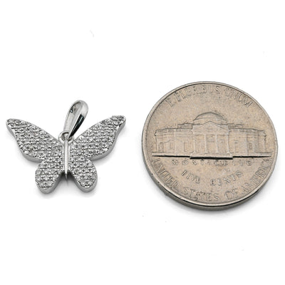 10k White Gold 0.26CTW Natural Diamond Butterfly Pendant 1.4g Womens Charm - Elite Jewelers - Charms & Pendants