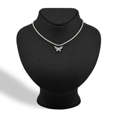 10k White Gold 0.26CTW Natural Diamond Butterfly Pendant 1.4g Womens Charm - Elite Jewelers - Charms & Pendants