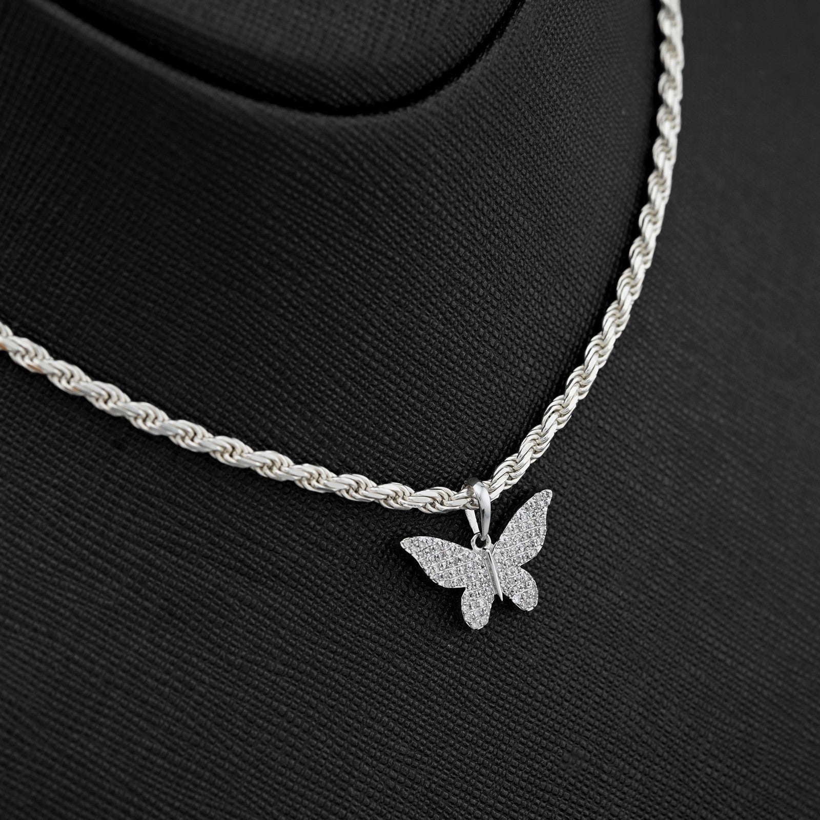10k White Gold 0.26CTW Natural Diamond Butterfly Pendant 1.4g Womens Charm - Elite Jewelers - Charms & Pendants
