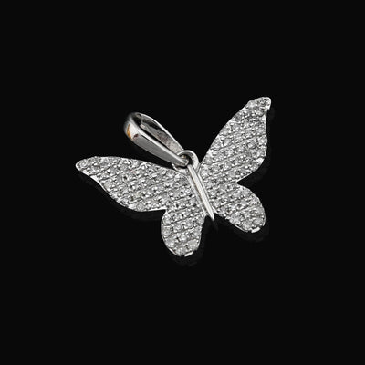 10k White Gold 0.26CTW Natural Diamond Butterfly Pendant 1.4g Womens Charm - Elite Jewelers - Charms & Pendants