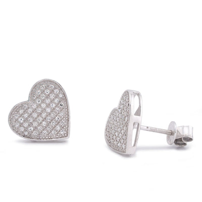 10K White Gold 0.3CT Natural Diamond Heart Shape Women Earrings - Elite Jewelers-Earrings