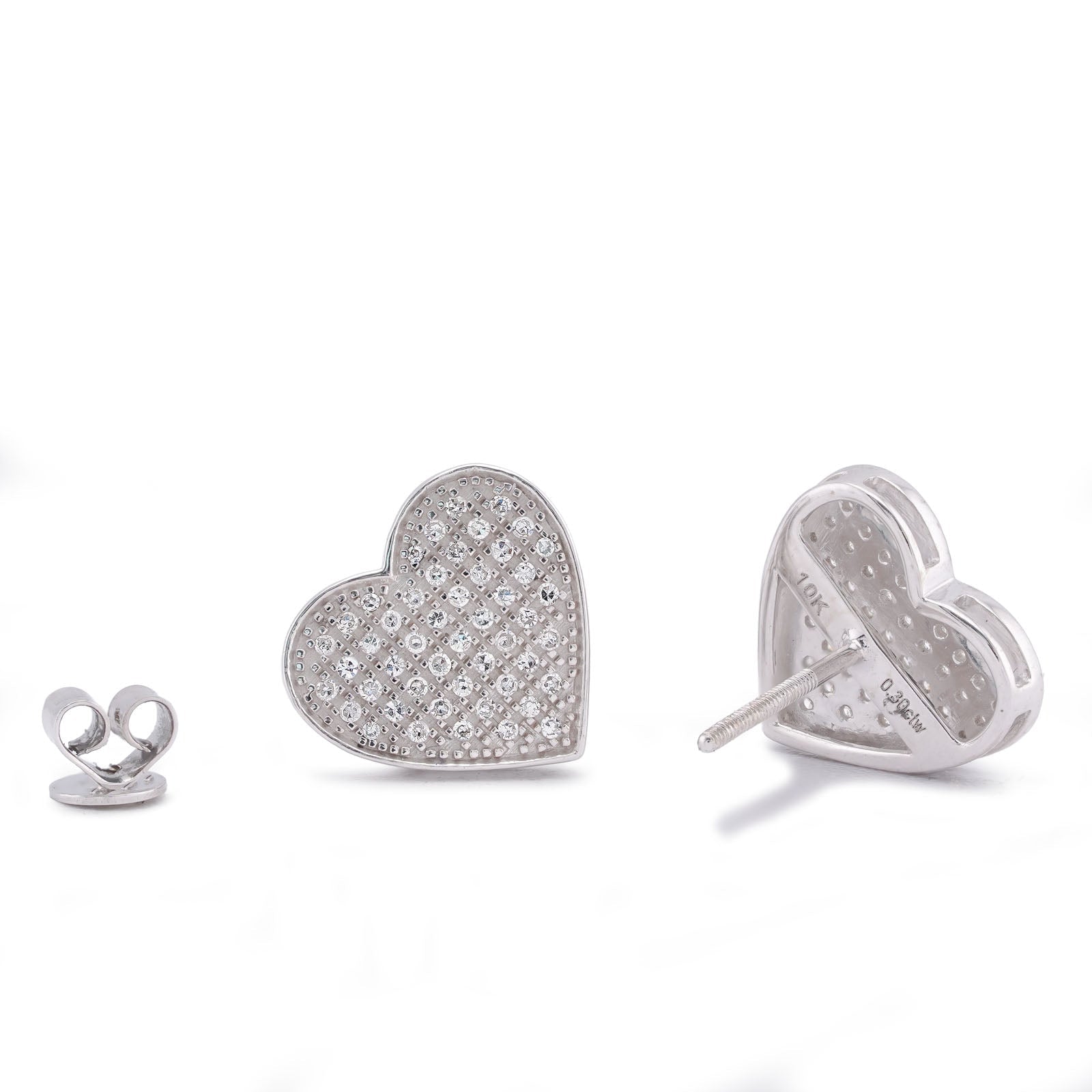 10K White Gold 0.3CT Natural Diamond Heart Shape Women Earrings - Elite Jewelers-Earrings