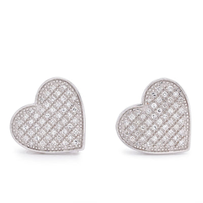 10K White Gold 0.3CT Natural Diamond Heart Shape Women Earrings - Elite Jewelers-Earrings