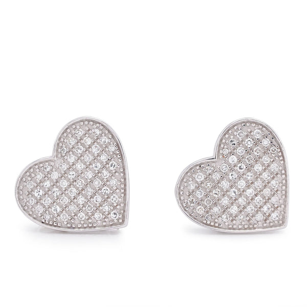 10K White Gold 0.3CT Natural Diamond Heart Shape Women Earrings - Elite Jewelers-Earrings