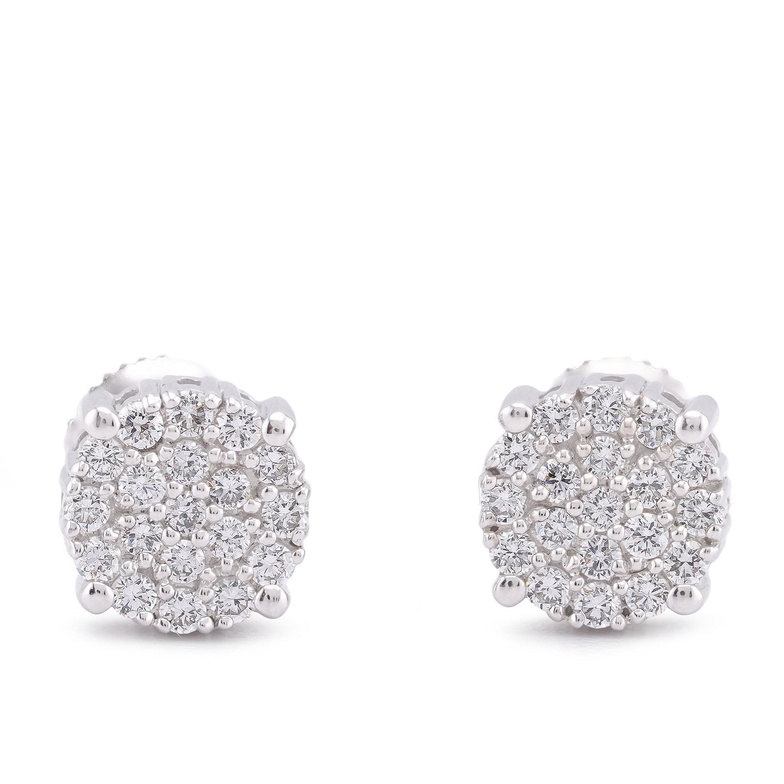 10K White Gold 0.49CT Lab Diamond Halo Cluster Men Women Earring - Elite Jewelers-Earrings