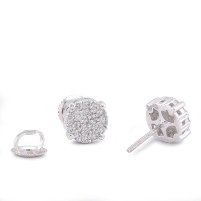 10K White Gold 0.49CT Lab Diamond Halo Cluster Men Women Earring - Elite Jewelers-Earrings