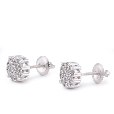 10K White Gold 0.49CT Lab Diamond Halo Cluster Men Women Earring - Elite Jewelers-Earrings